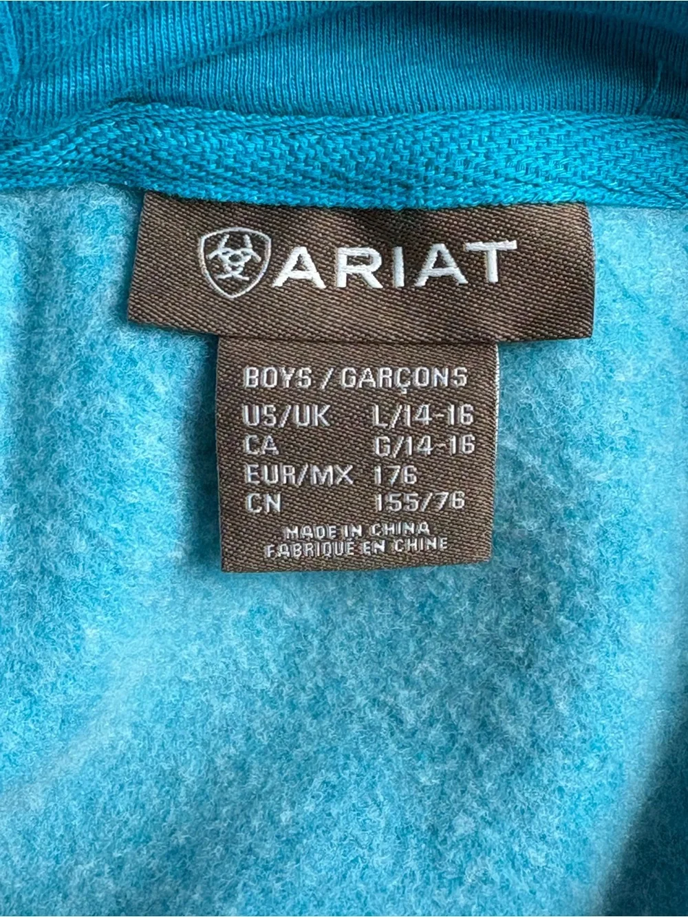 Ariat Boys In Motion Tile Blue Bronco Graphic Hoodie Size L 14/16